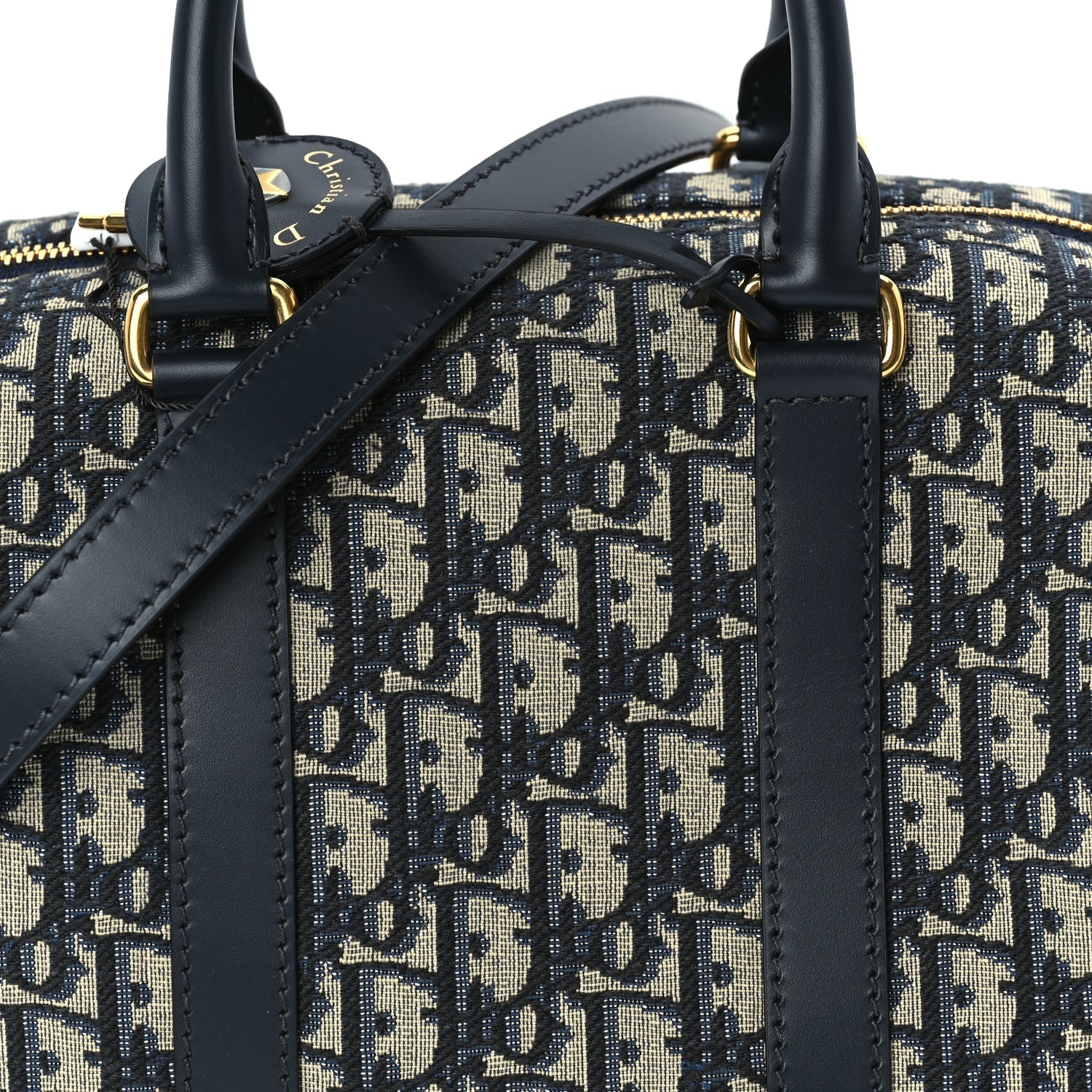 Christian Dior Oblique Calfskin Groove 25 Bag Blue