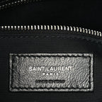 Saint Laurent Lambskin Quilted Medium Loulou Puffer Monogram Chain Satchel Black