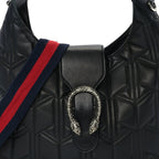 Gucci Calfskin Web Quilted Medium Dionysus Hobo Black