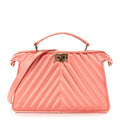 Fendi Raso Satin Trapunatato Medium Peekaboo I SEE U East West Satchel Rosa Quarzo Oro