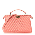 Fendi Raso Satin Trapunatato Medium Peekaboo I SEE U East West Satchel Rosa Quarzo Oro