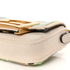 Fendi Canvas Nappa FF Multicolor Embroidered Nano Maxi Buckle Baguette Charm Grezzo Multicolor Latte