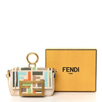 Fendi Canvas Nappa FF Multicolor Embroidered Nano Maxi Buckle Baguette Charm Grezzo Multicolor Latte