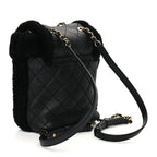 Chanel Lambskin Shearling Quilted CC Backpack Black