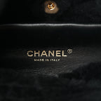Chanel Lambskin Shearling Quilted CC Backpack Black
