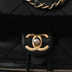 Chanel Lambskin Shearling Quilted CC Backpack Black