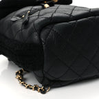 Chanel Lambskin Shearling Quilted CC Backpack Black