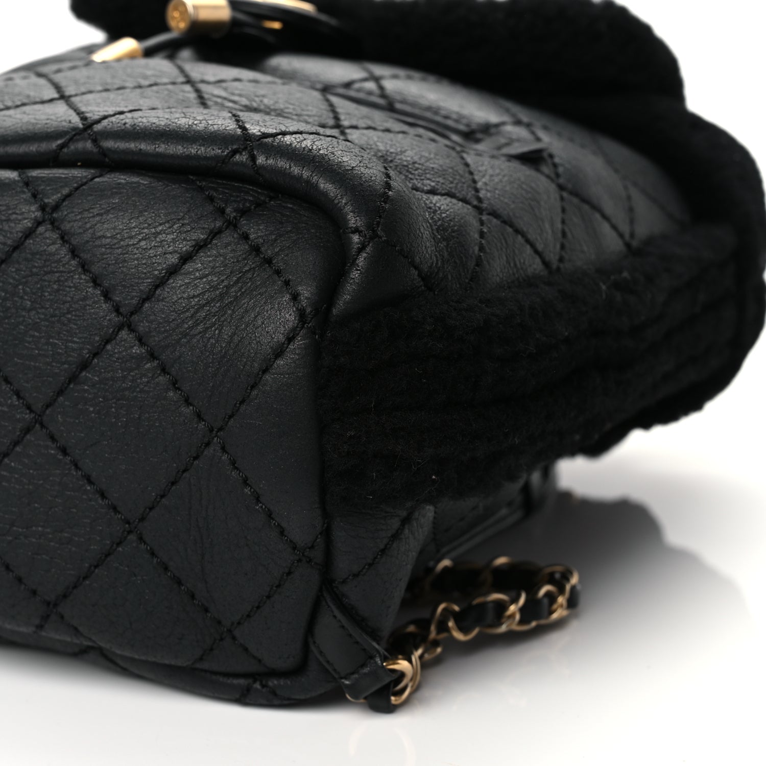 Chanel Lambskin Shearling Quilted CC Backpack Black