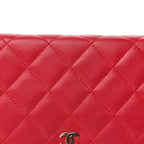Chanel Lambskin Quilted Wallet On Chain WOC  Dark Pink