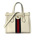 Gucci Textured Calfskin Web Small Ophidia Tote Bag Mystic White