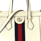 Gucci Textured Calfskin Web Small Ophidia Tote Bag Mystic White