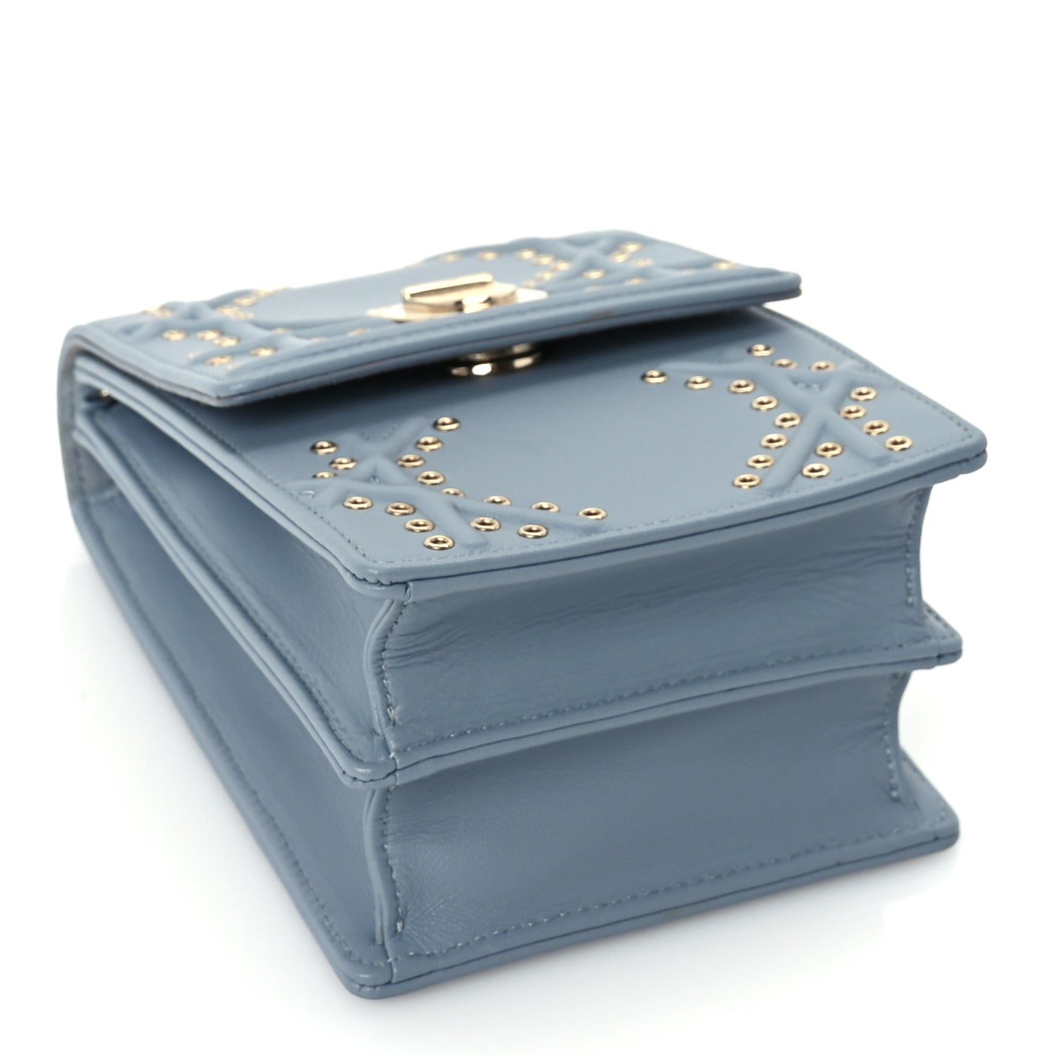 Christian Dior Lambskin Grommet Vertical Diorama Sky Blue