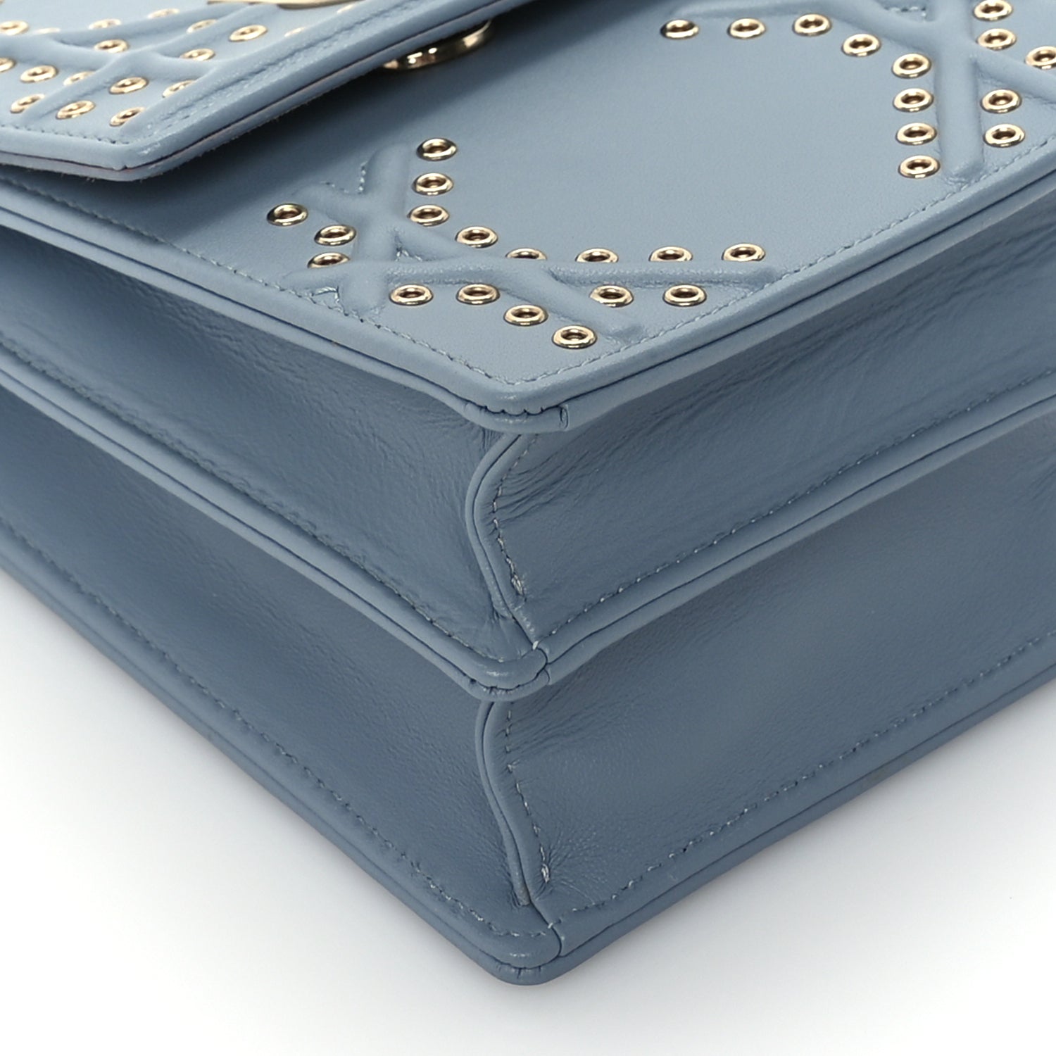 Christian Dior Lambskin Grommet Vertical Diorama Sky Blue
