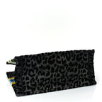 Christian Dior Velvet Mizza Embroidered Medium Leopard Book Tote Black Yellow Blue