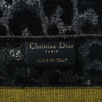 Christian Dior Velvet Mizza Embroidered Medium Leopard Book Tote Black Yellow Blue