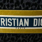 Christian Dior Velvet Mizza Embroidered Medium Leopard Book Tote Black Yellow Blue