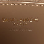 Saint Laurent Box Calfskin Mini Voltaire Top Handle Bag  Dark Cork