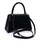 Balenciaga Shiny Box Calfskin Small Hourglass Top Handle Bag  Black