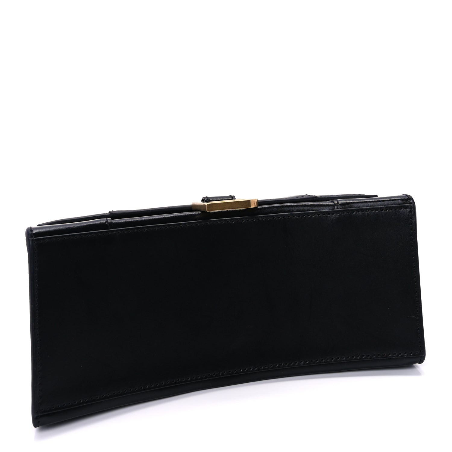 Balenciaga Shiny Box Calfskin Small Hourglass Top Handle Bag  Black