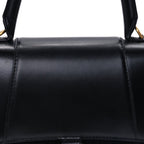 Balenciaga Shiny Box Calfskin Small Hourglass Top Handle Bag  Black