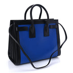 Saint Laurent Calfskin Bi-Color Small Sac De Jour  Royal Blue Black