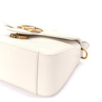Gucci Calfskin Matelasse Mini GG Marmont Top Handle Shoulder Bag  White