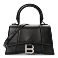 Balenciaga Grained Calfskin Hourglass Top Handle Bag XS Black