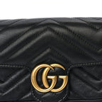 Gucci Calfskin Matelasse Super Mini GG Marmont Shoulder Bag  Black