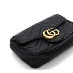 Gucci Calfskin Matelasse Super Mini GG Marmont Shoulder Bag  Black