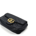 Gucci Calfskin Matelasse Super Mini GG Marmont Shoulder Bag  Black