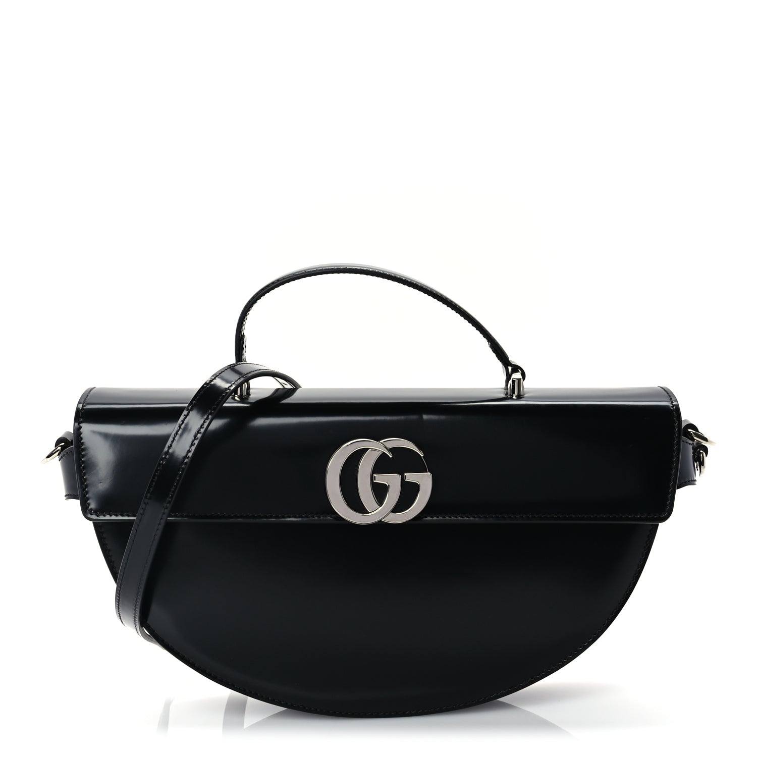 Gucci Matelasse GG Marmont Half Moon Top Handle Bag Black
