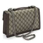 Gucci GG Supreme Monogram Textured Dollar Calfskin Top Handle Dionysus Shoulder Bag Beige Ebony New Acero