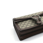 Gucci GG Supreme Monogram Textured Dollar Calfskin Top Handle Dionysus Shoulder Bag Beige Ebony New Acero