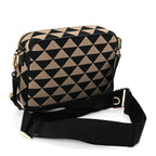 Prada Jacquard Saffiano Triangolo Symbole Embroidered Medium Shoulder Bag Black Corda