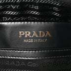 Prada Jacquard Saffiano Triangolo Symbole Embroidered Medium Shoulder Bag Black Corda