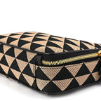 Prada Jacquard Saffiano Triangolo Symbole Embroidered Medium Shoulder Bag Black Corda