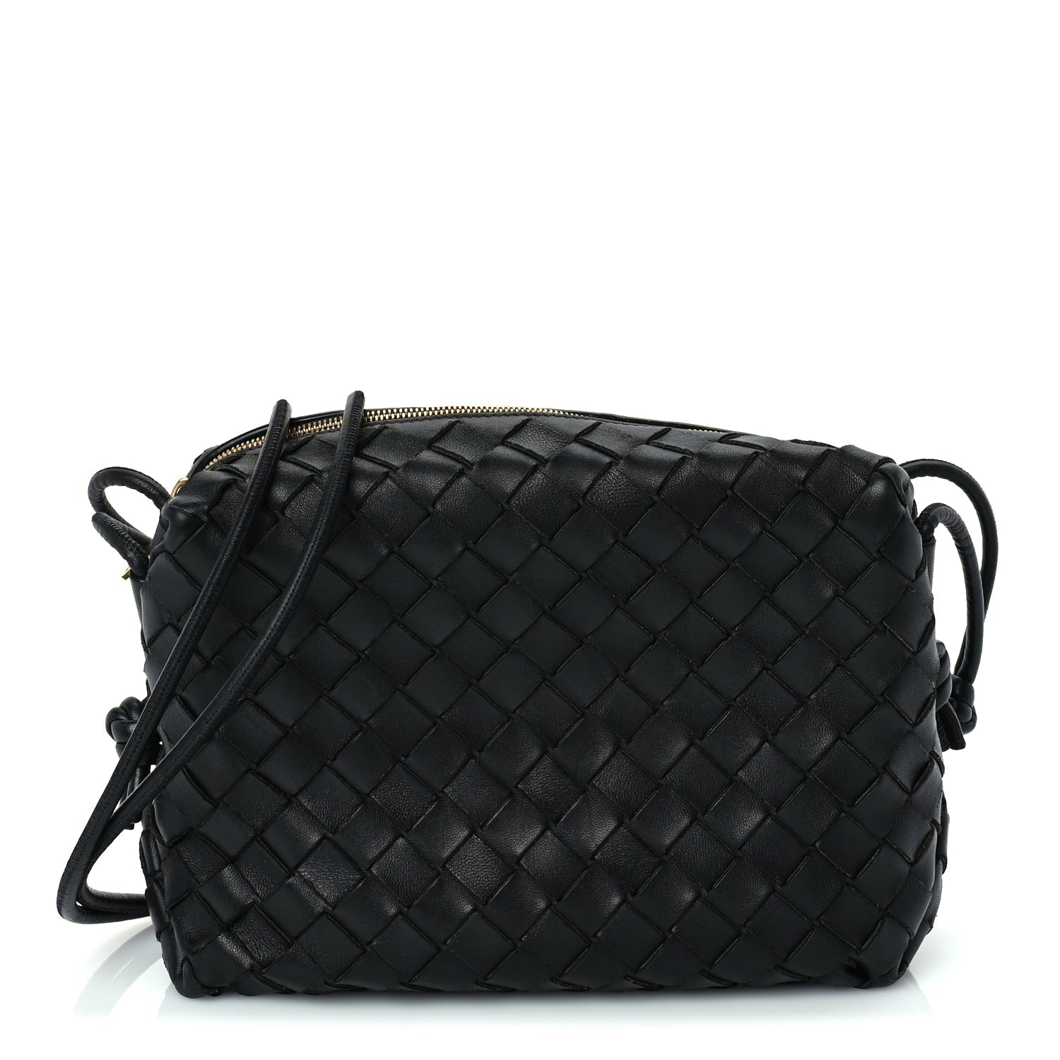 Bottega Veneta Nappa Intrecciato Medium Loop Camera Bag Black