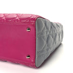 Christian Dior Lambskin Cannage Medium Tri-Color Lady Dior Fuchsia Grey Light Blue
