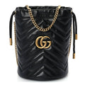Gucci Calfskin Matelasse Mini GG Marmont 2.0 Bucket Bag Black