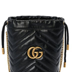 Gucci Calfskin Matelasse Mini GG Marmont 2.0 Bucket Bag Black