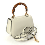 Gucci Boarded Dyana Lux Calfskin Web Mini Bamboo 1947 Top Handle Bag Mystic White
