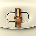 Gucci Boarded Dyana Lux Calfskin Web Mini Bamboo 1947 Top Handle Bag Mystic White