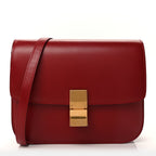 Celine Box Calfskin Medium Classic Box Flap Bag Red