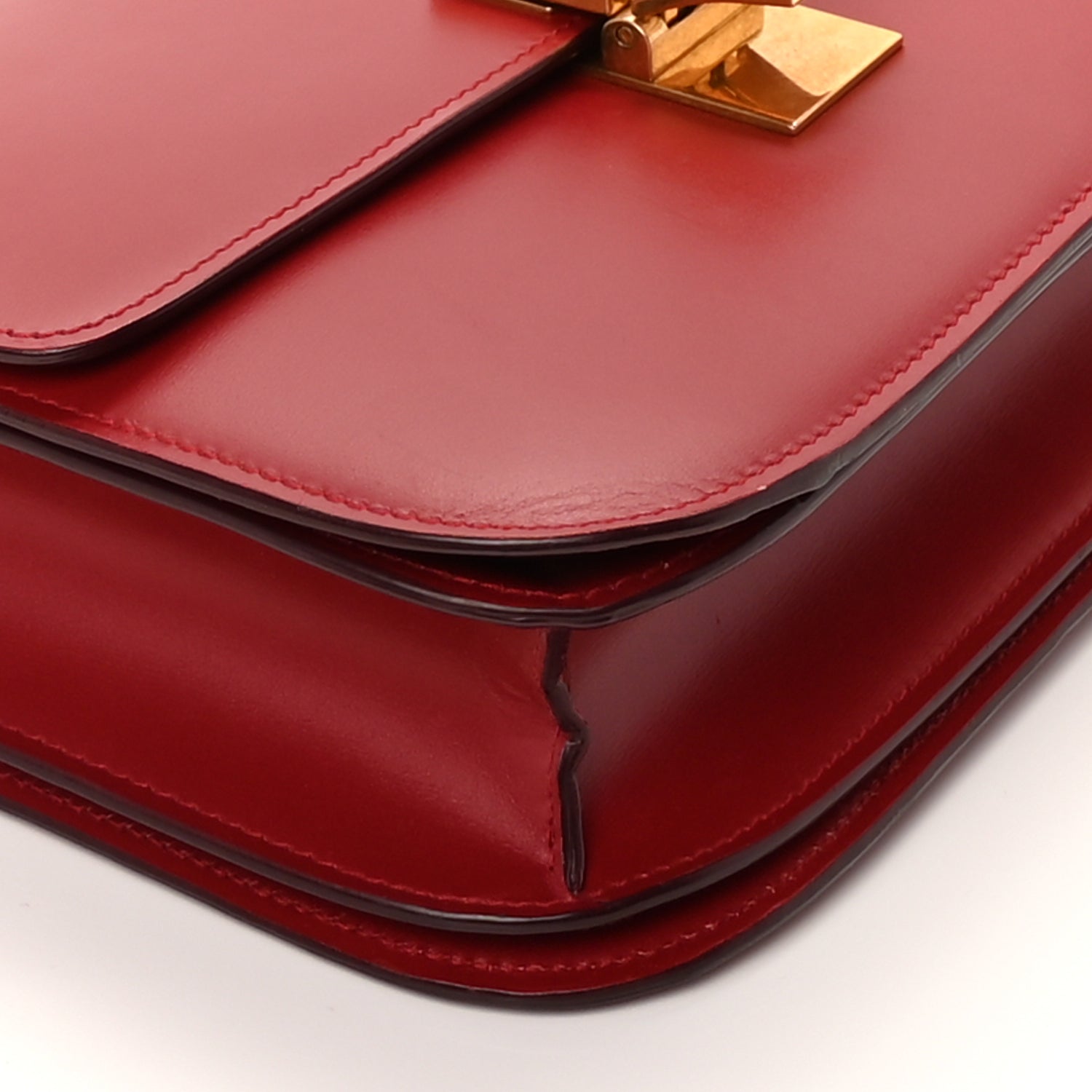 Celine Box Calfskin Medium Classic Box Flap Bag Red