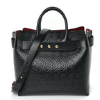 Burberry Calfskin Embossed Monogram Medium Belt Bag  Black