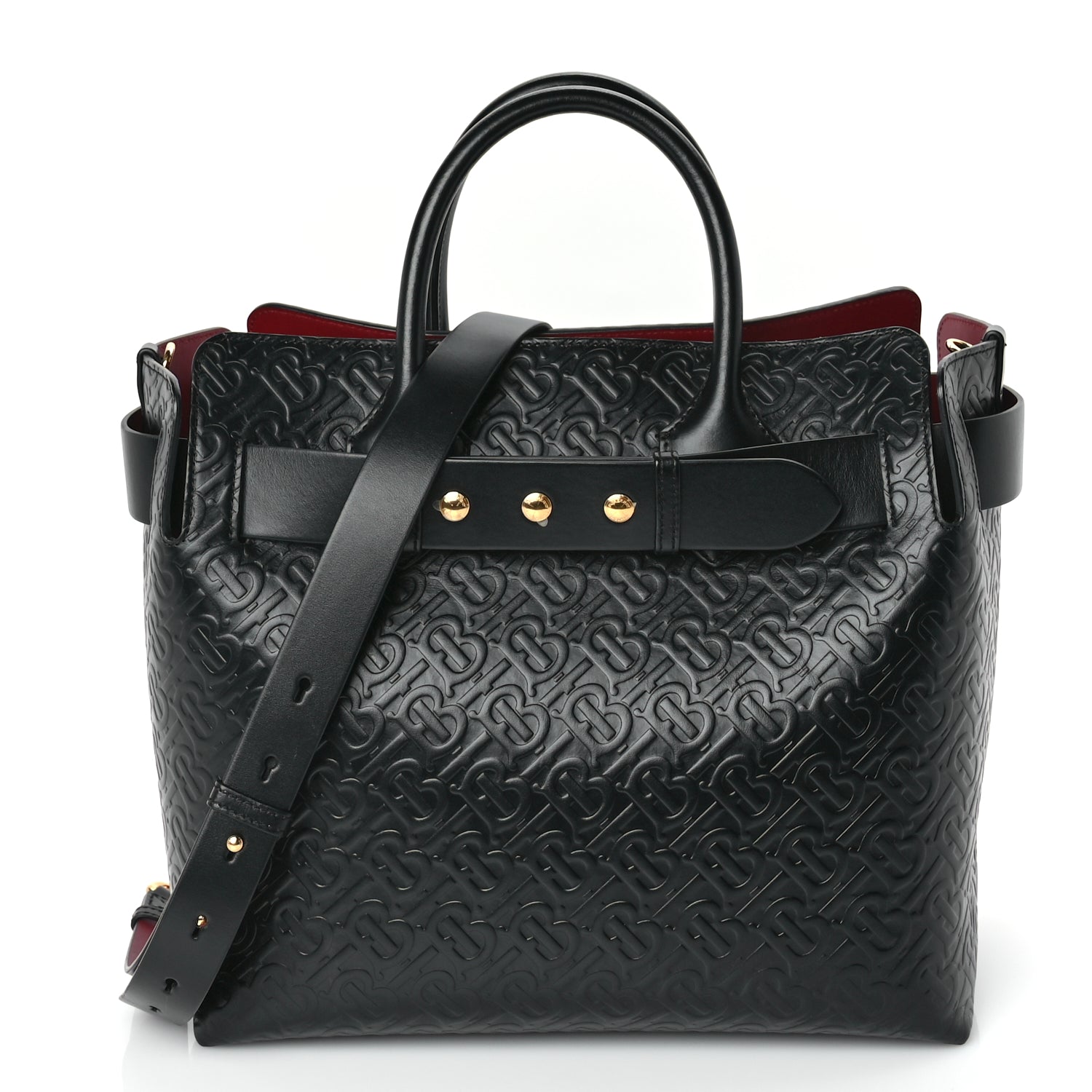 Burberry Calfskin Embossed Monogram Medium Belt Bag  Black
