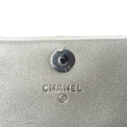 Chanel Iridescent Mirror Goatskin Quilted Clutch With Chain  Silver