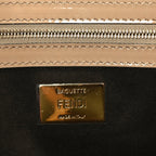 Fendi Shearling Vitello Vernice Mou Pequin Striped Baguette  Tobacco Black Tortora