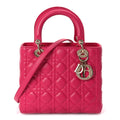 Christian Dior Lambskin Cannage Medium Lady Dior  Fuchsia