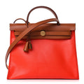 Hermes Toile H Berline Vache Hunter Herbag Zip 31 PM Orange Mecano Fauve